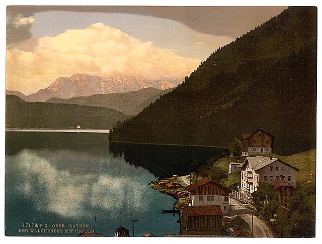 Walchensee with Urfeld Upper Bavaria Vintage A4 Photo Print