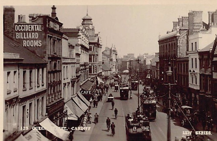 Wales Cardiff Queens Street Publ Lew Series 125 Vintage A4 Photo Print