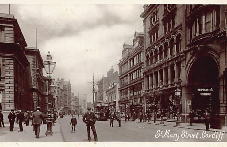 Wales Cardiff St Mary Street Vintage A4 Photo Print