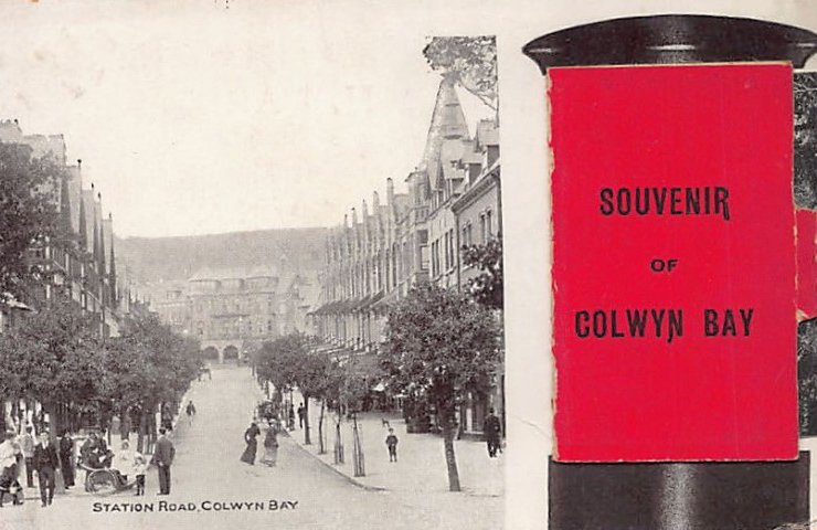 Wales Colwyn Bay Sachet Postcard Station Road Letter Box Vintage A4 Photo Print