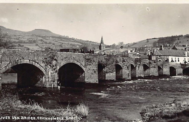 Wales Crickhowell River Usk Bridge Vintage A4 Photo Print