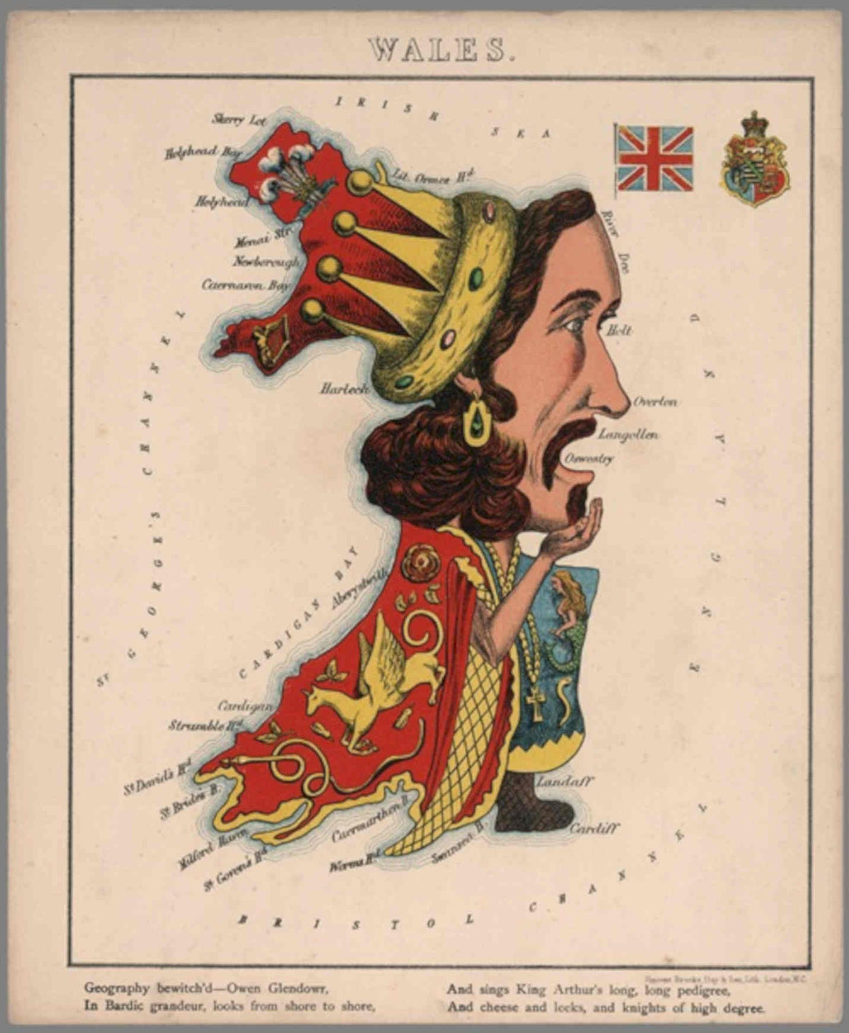 Wales Map Arthur Vintage Retro Advert Poster