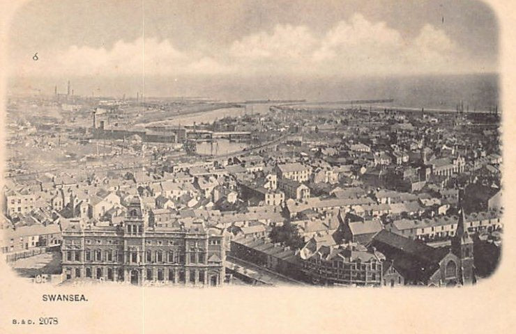 Wales Swansea Birds Eye View Vintage A4 Photo Print