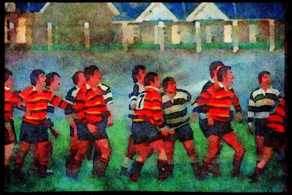Wales UK GB 095037 Rugby, Carmarthen A4 Limited Edition Watercolour Print