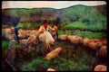 Wales UK GB 095065 Simon Jones And Family Sorting Sheep A4 Limited Edition Watercolour Print
