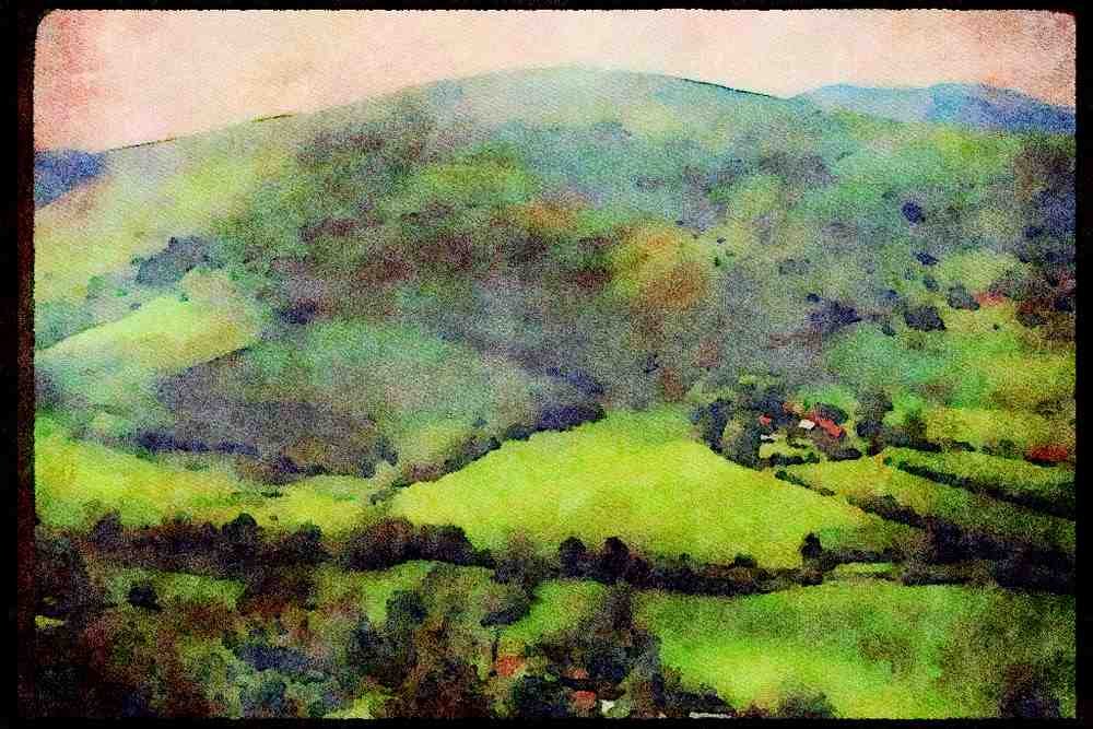 Wales UK GB 095067 Valley Between Bwlch y Groes Pass And Llanuwchllyn A4 Limited Edition Watercolour Print