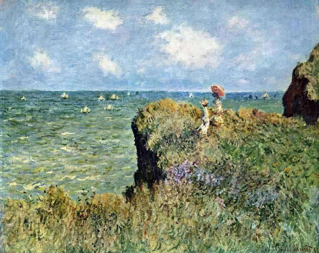 Walk On The Cliffs Monet A4 Photo Print