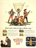 Walkers Gin Martini 1940s Vintage Retro Advert Poster
