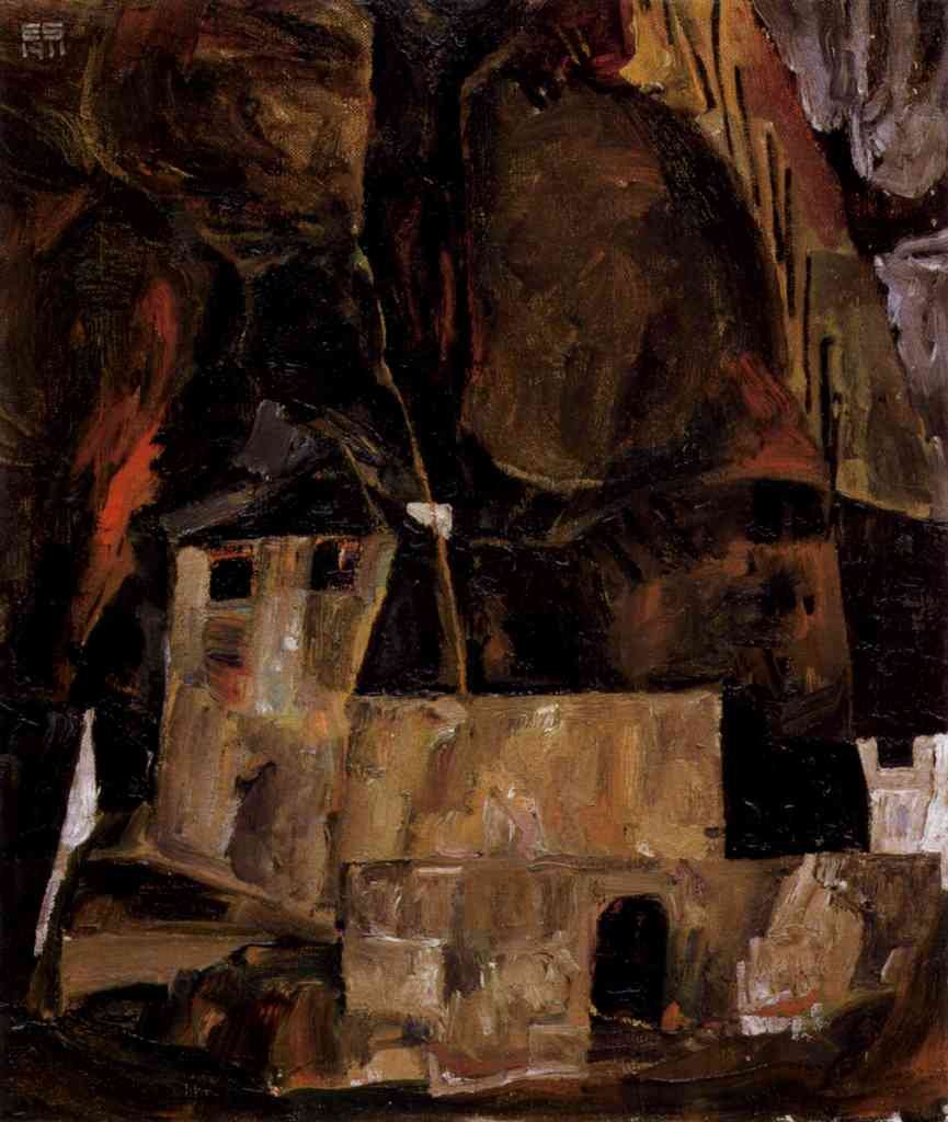 Wall And House And Terrain With Fence Schiele A4 Photo Print