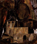 Wall And House And Terrain With Fence Schiele A4 Photo Print