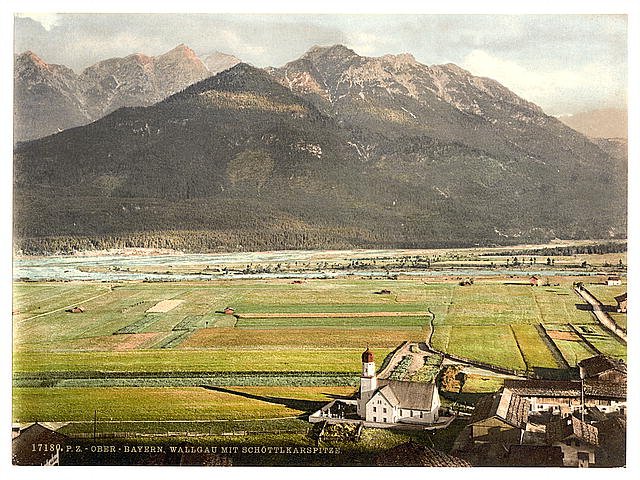 Wallgau with Schottlkarspitze Upper Bavaria Vintage A4 Photo Print