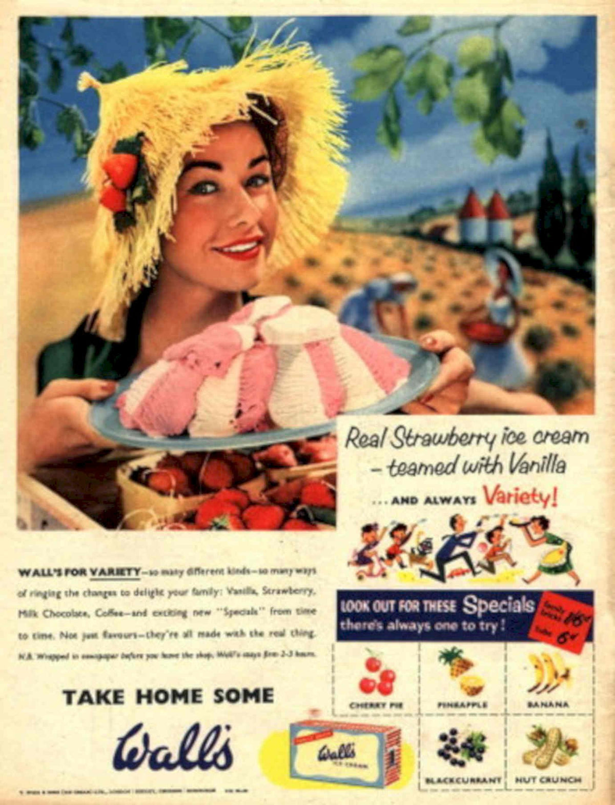 Walls Ice Cream 1 1950s Vintage Retro Advert Poster