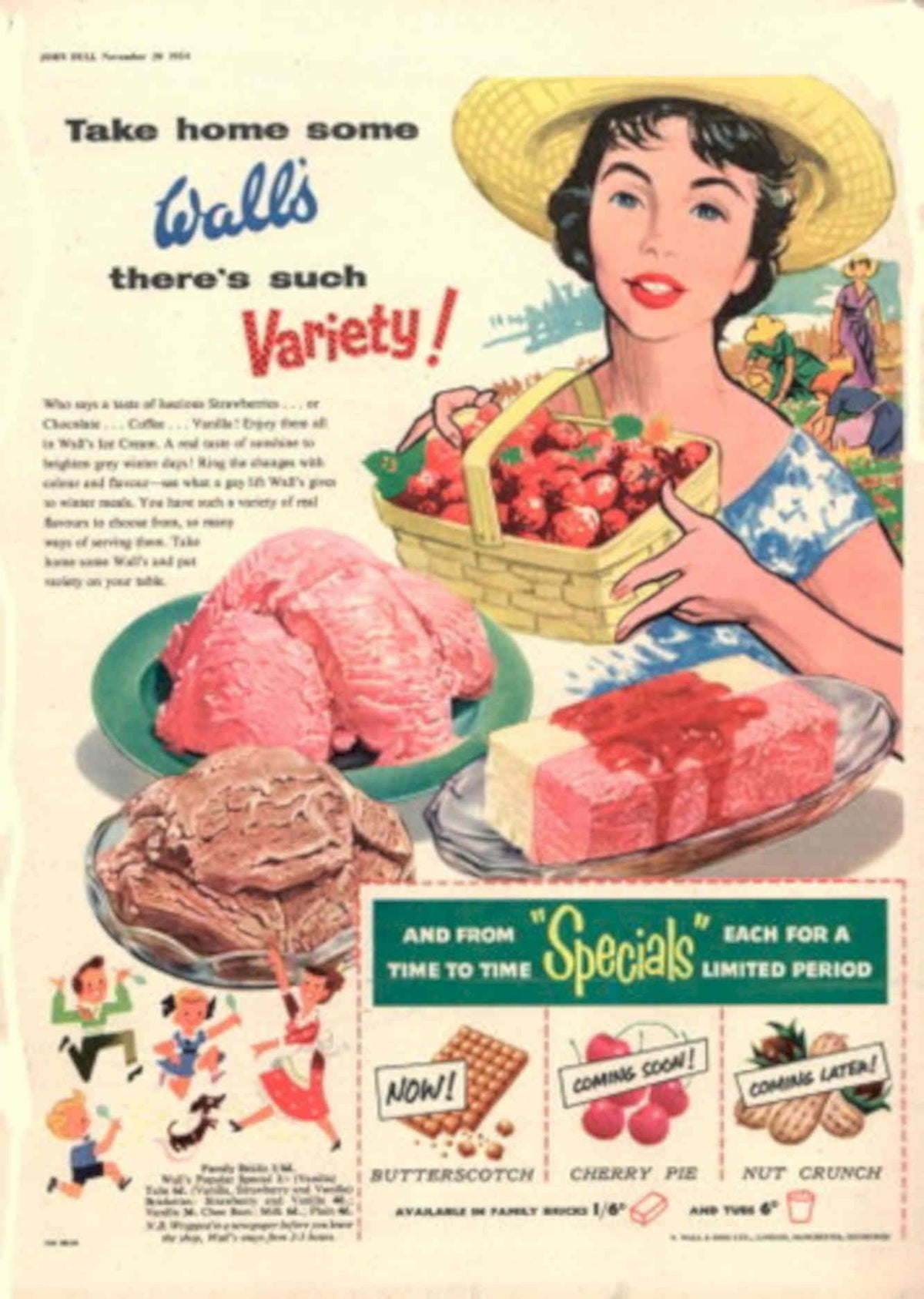 Walls Ice Cream 2 1950s Vintage Retro Advert Poster