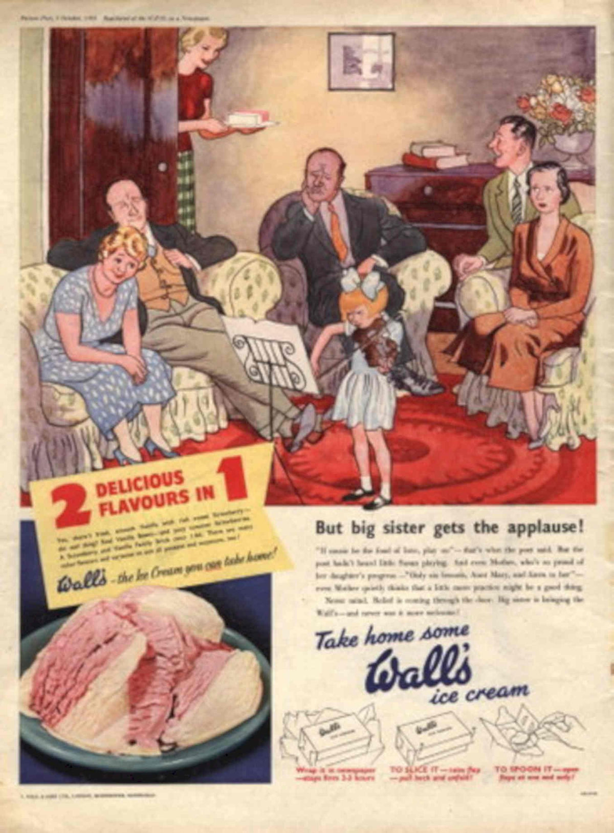Walls Ice Cream 6 1950s Vintage Retro Advert Poster