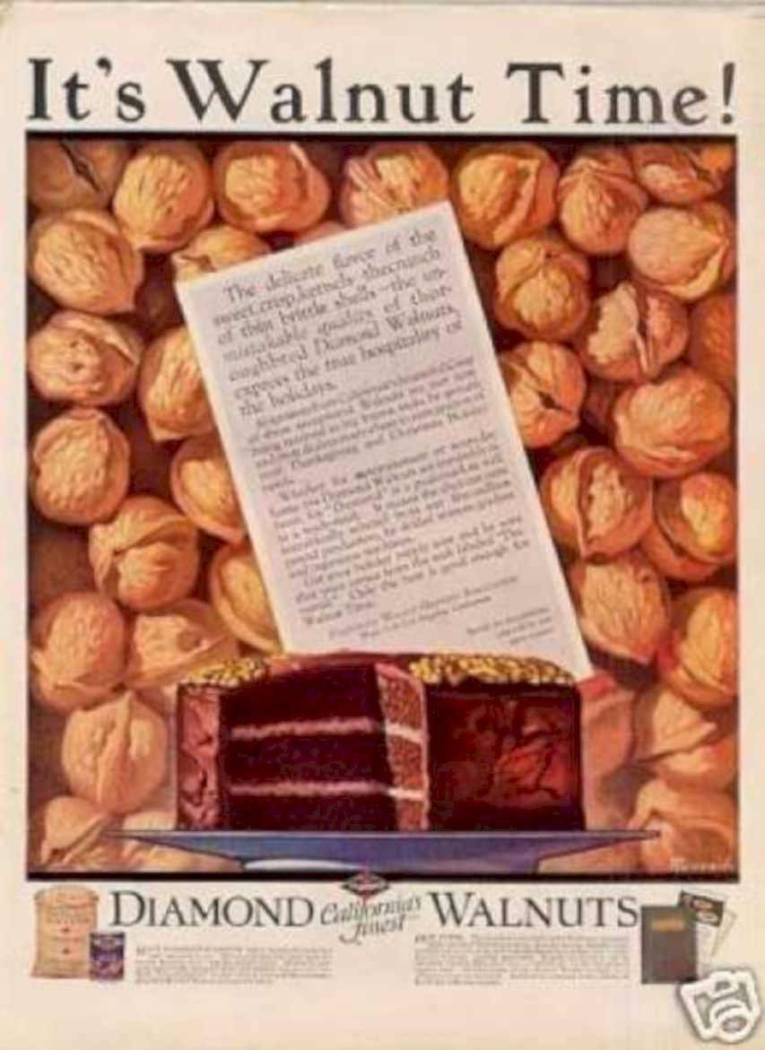 Walnuts Cake Time Vintage Retro Advert Ads A4 Photo Print