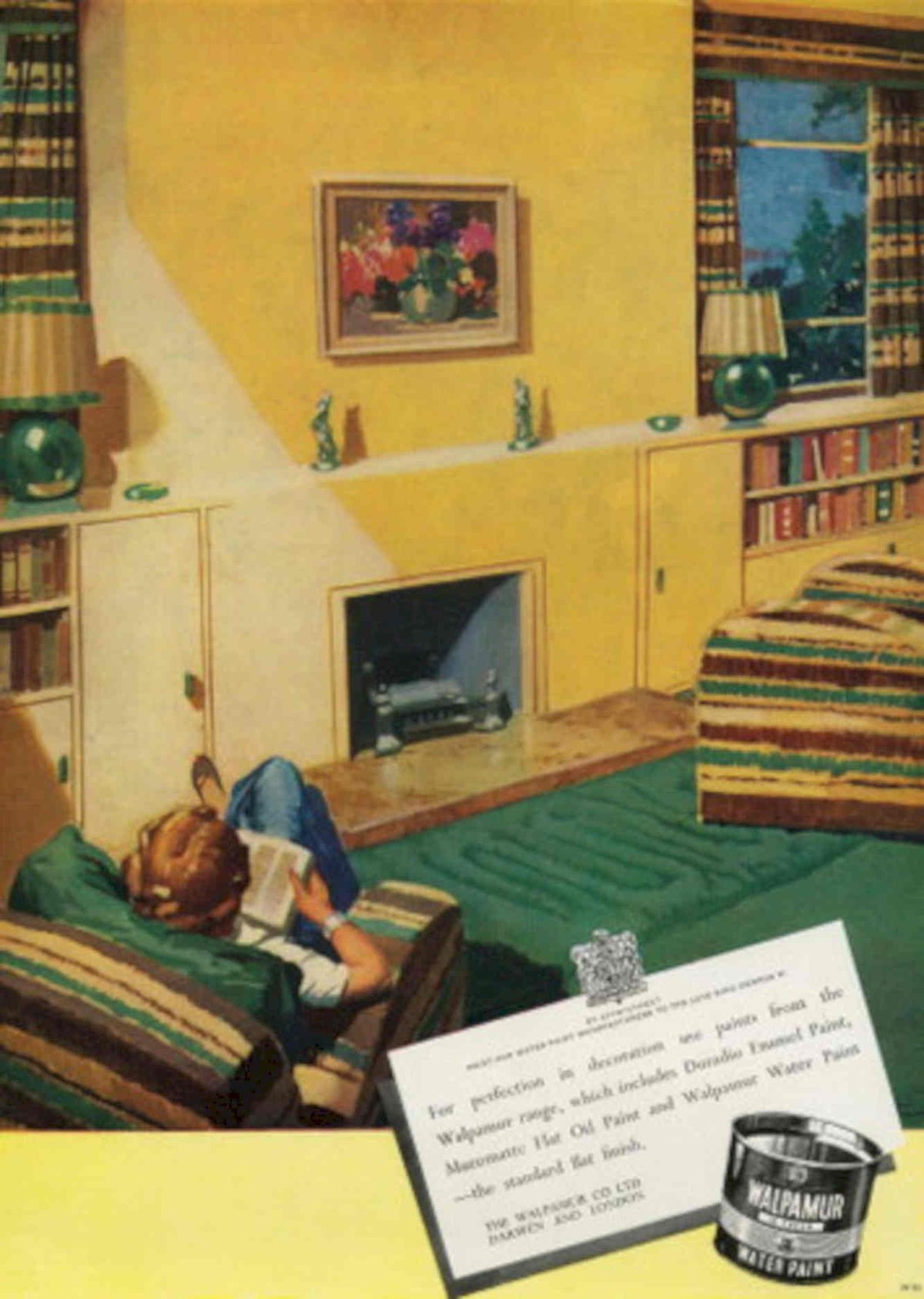 Walpamur Living Room 1950s Vintage Retro Advert Poster