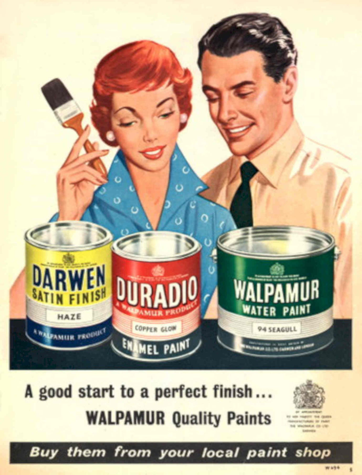Walpamur Paint Cans 1950s Vintage Retro Advert Poster