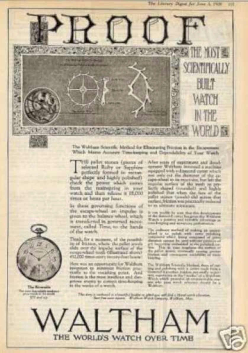 Waltham Watches Gear Vintage Retro Advert Ads A4 Photo Print