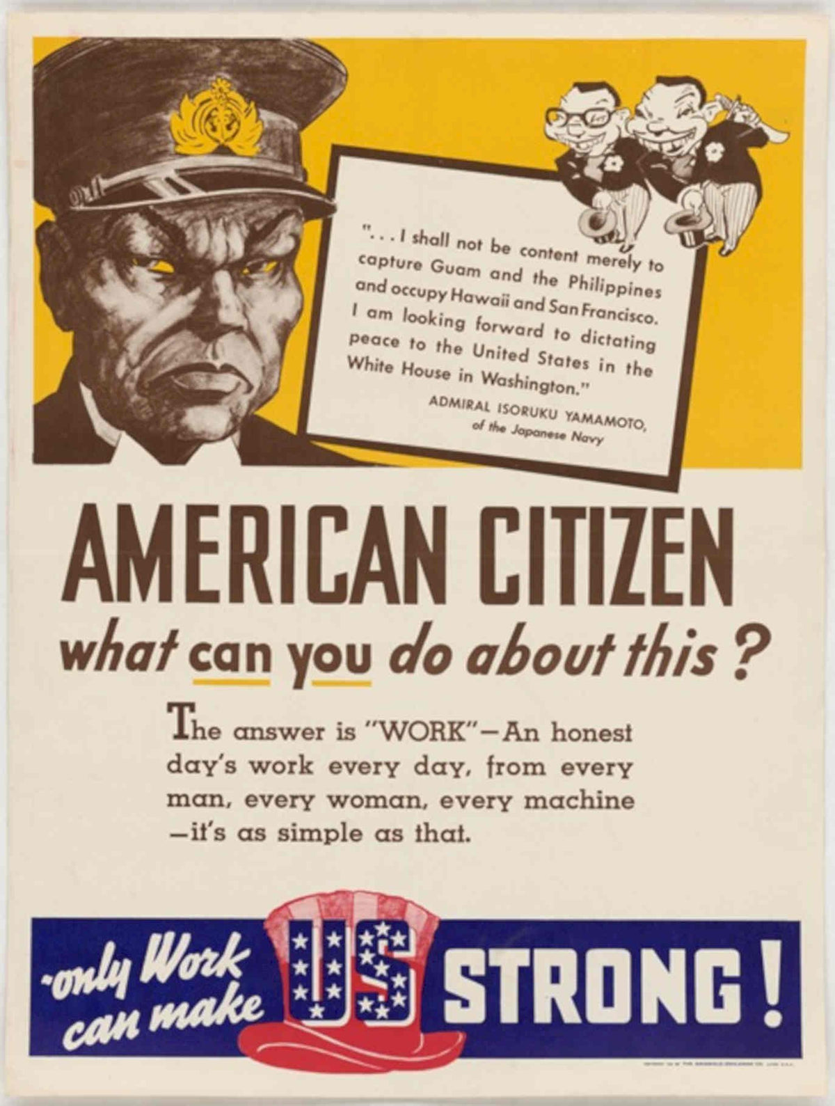 War Admiral Strong American World War II Advert Poster
