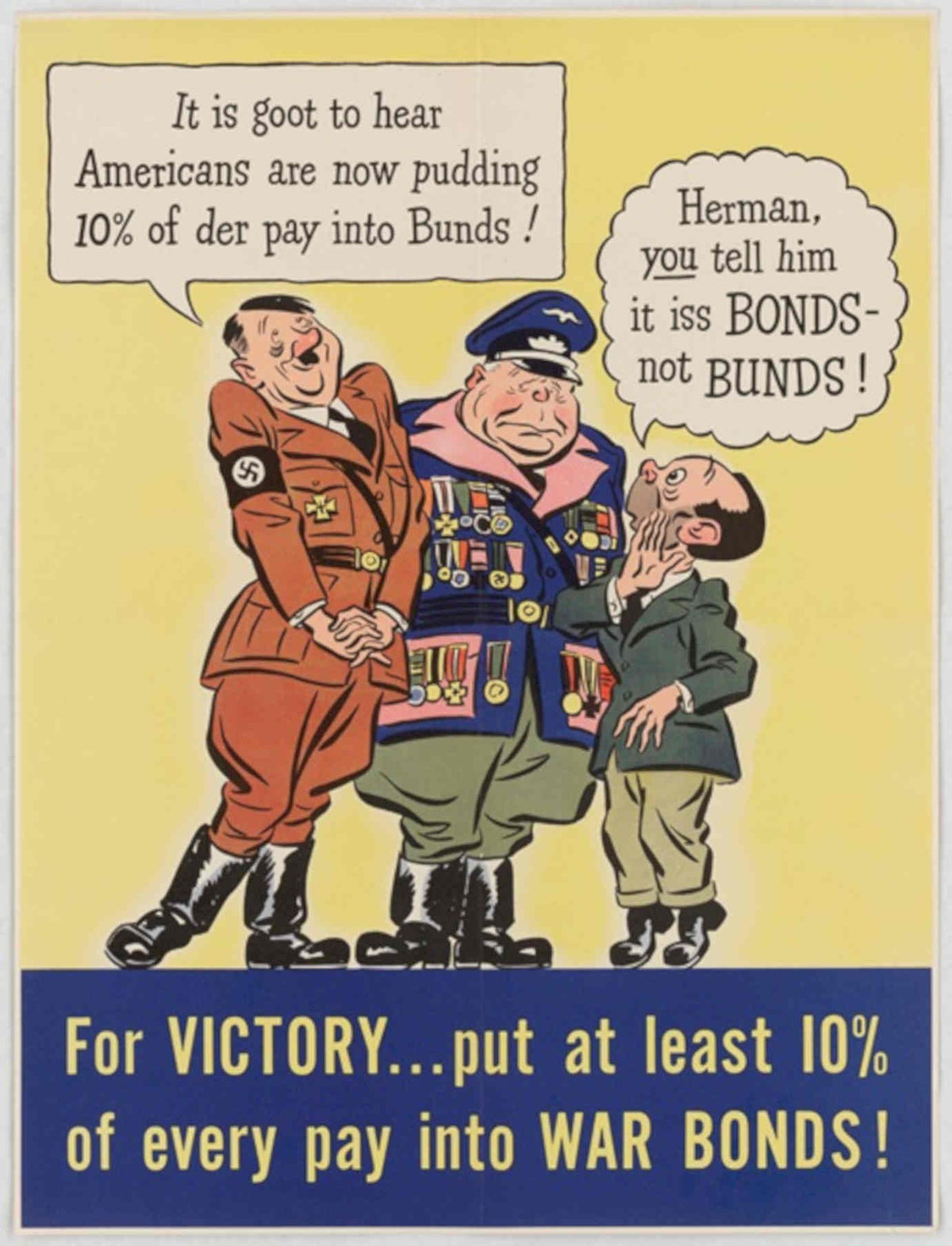 War Bonds Nazi American World War II Advert Poster