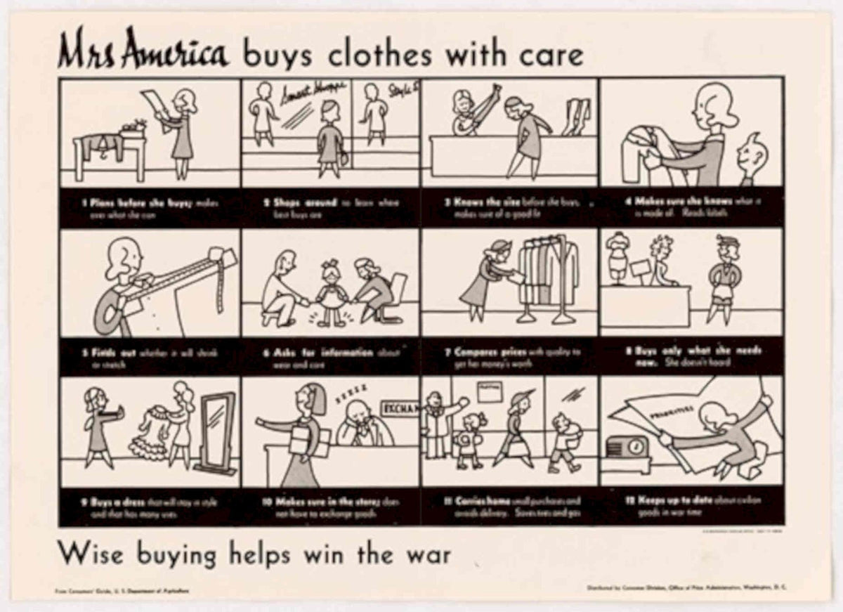 War Buying Clothes American World War II Advert Poster