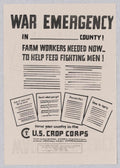 War Emergency Crop American World War II Advert Poster