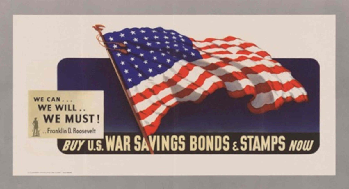 War Flag Roosevelt American World War II Advert Poster