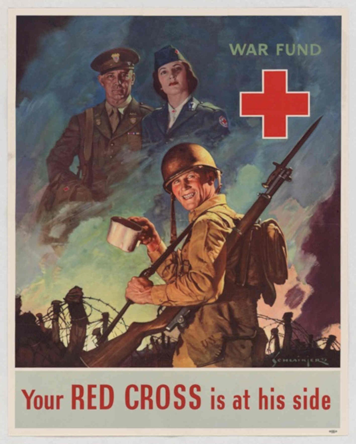 War Fund Soldiers American World War II Advert Poster