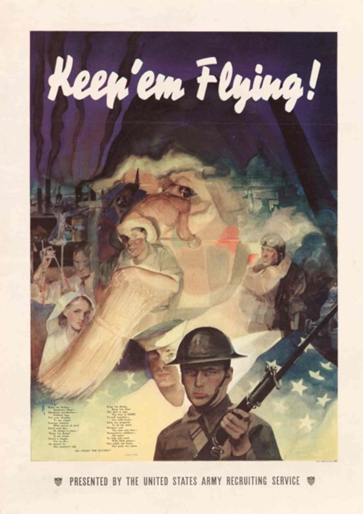 War Planes Soldiers American World War II Advert Poster