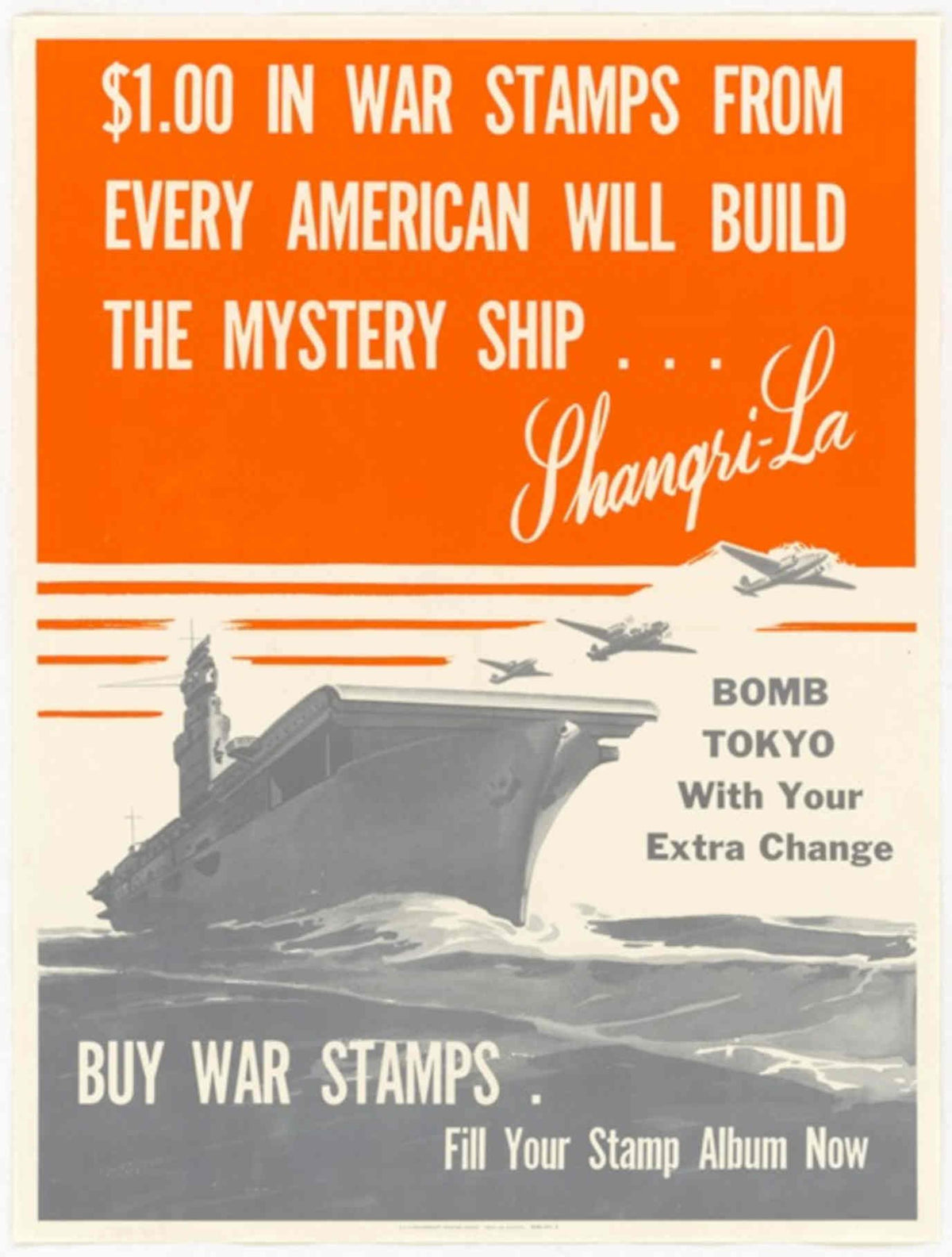 War Ship Carrier American World War II Advert Poster