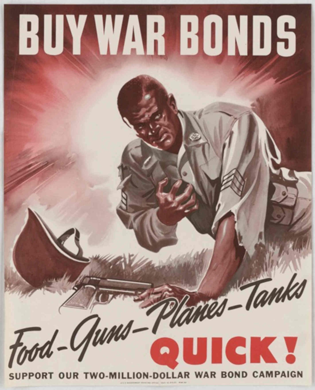 War Soldier Guns American World War II Advert Poster