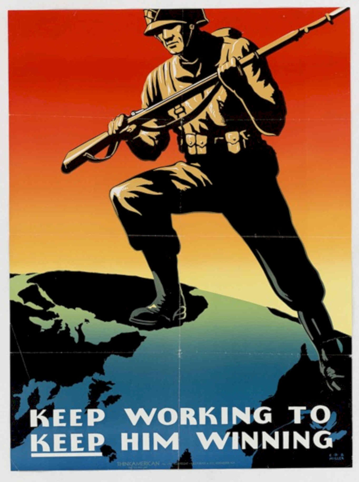 War Soldier Sunset American World War II Advert Poster