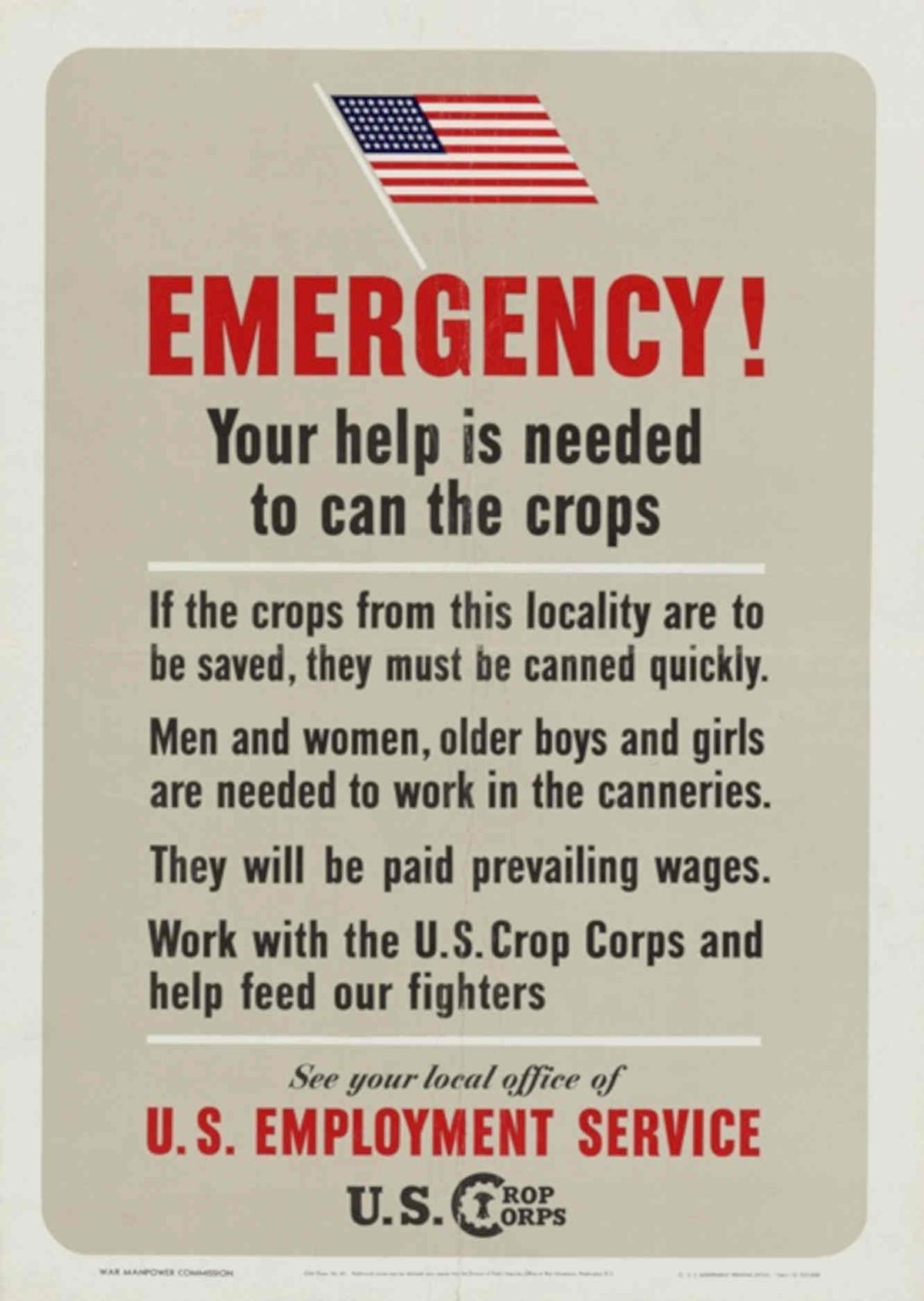War Time Crops American World War II Advert Poster