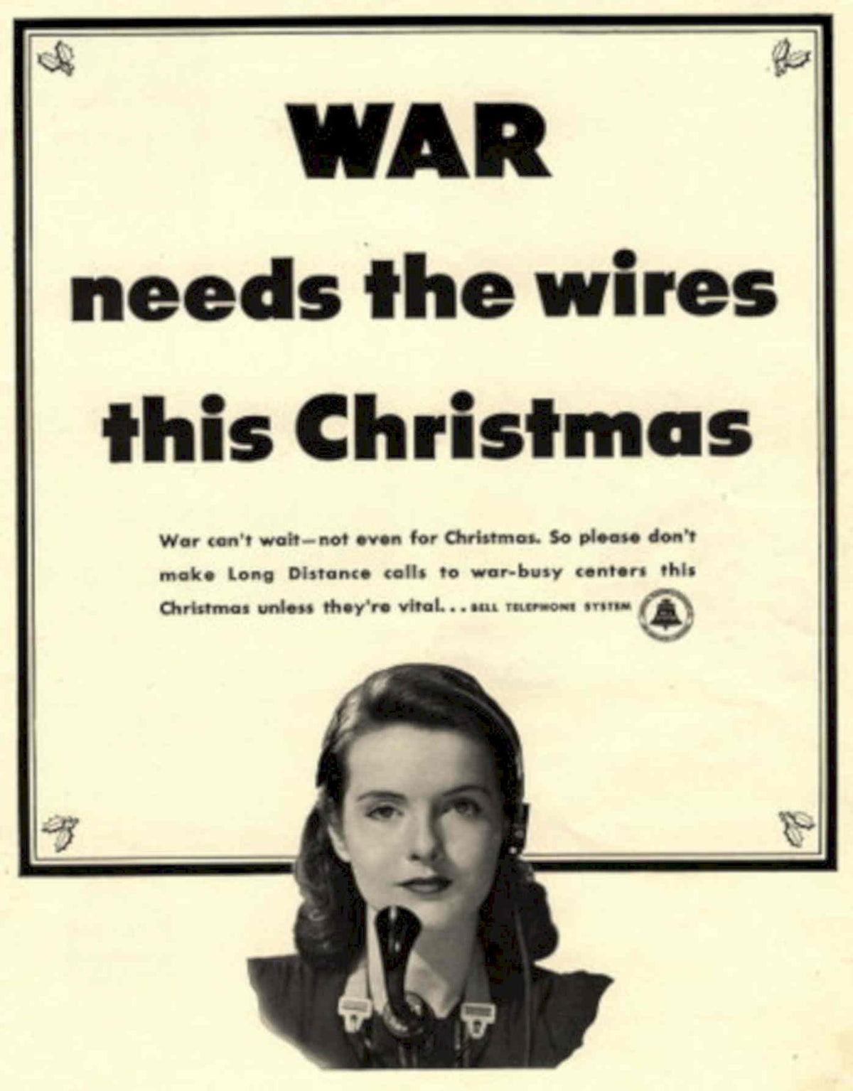 War Wires Christmas 1940s Vintage Retro Advert Poster