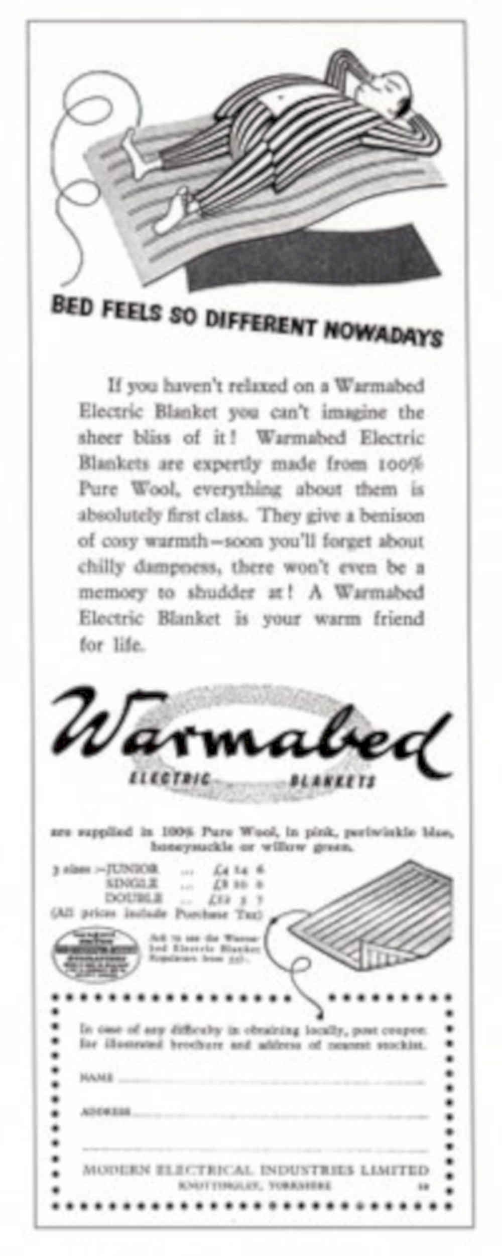 Warmedbed Blanket Sleep 1950s Vintage Retro Advert Poster