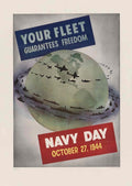 Warships Globe Freedom American World War II Advert Poster