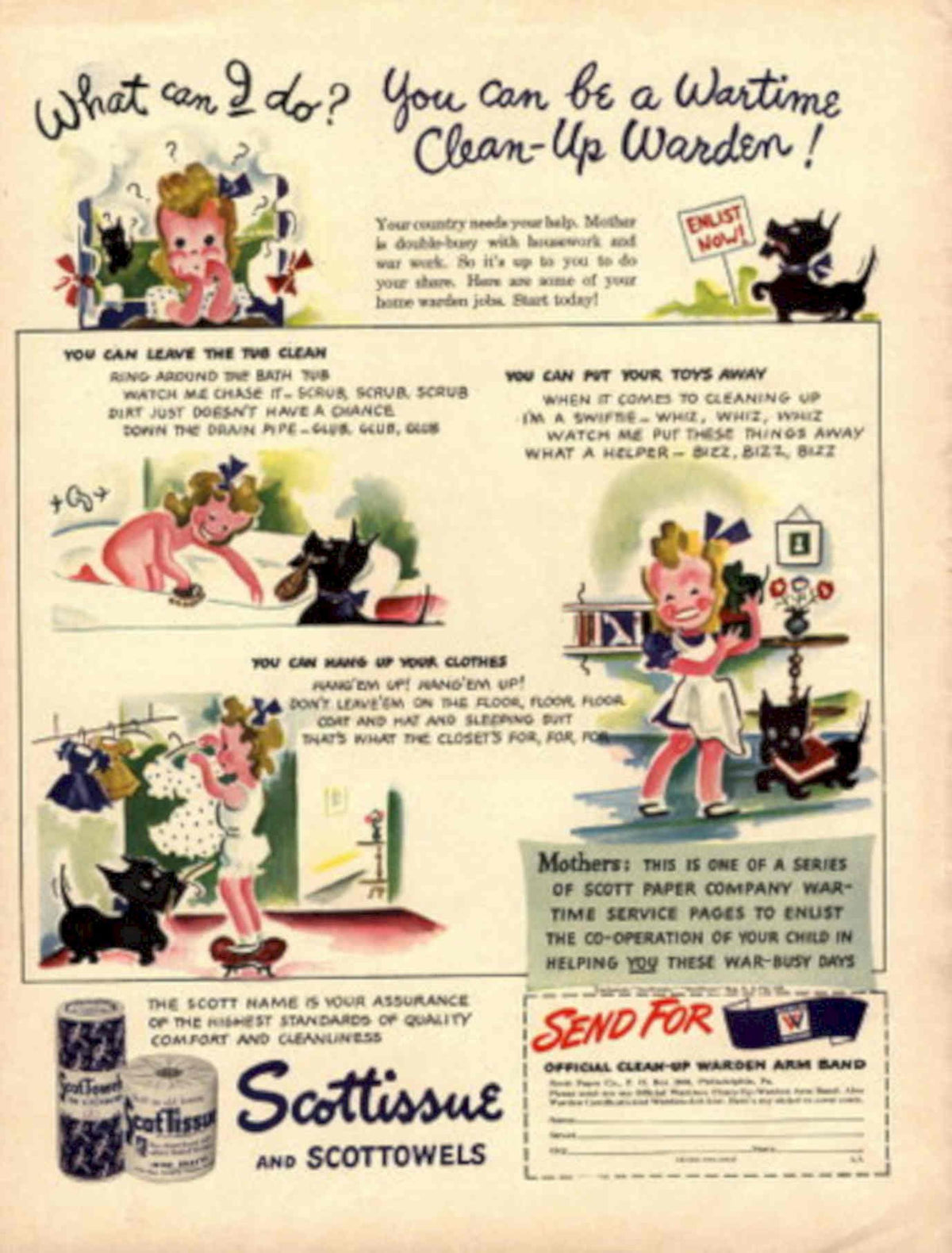 Wartime Clean Up 1940s Vintage Retro Advert Poster