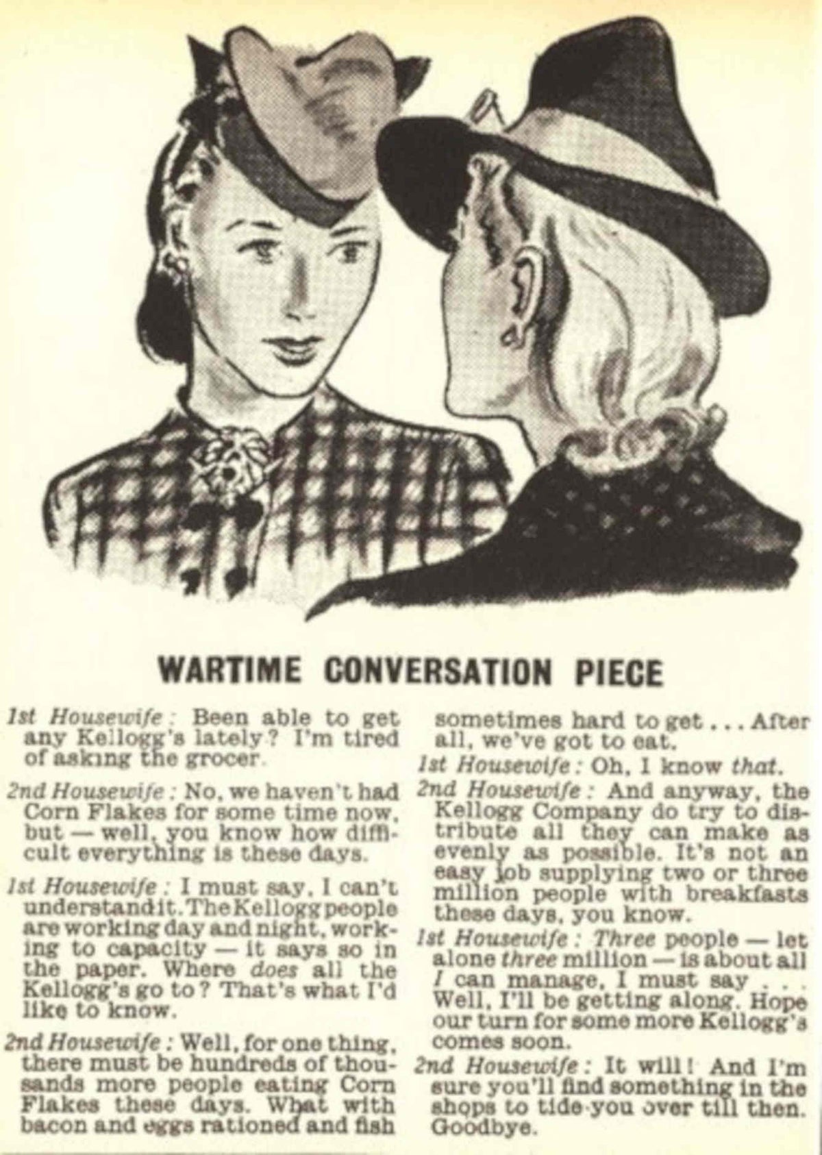 Wartime Conversation Flakes 1940s Vintage Retro Advert Poster