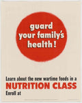 Wartime Nutrition Health American World War II Advert Poster