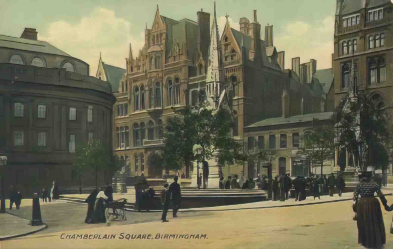 Warwickshire Birmingham Chamberlain Square Vintage A4 Photo Print
