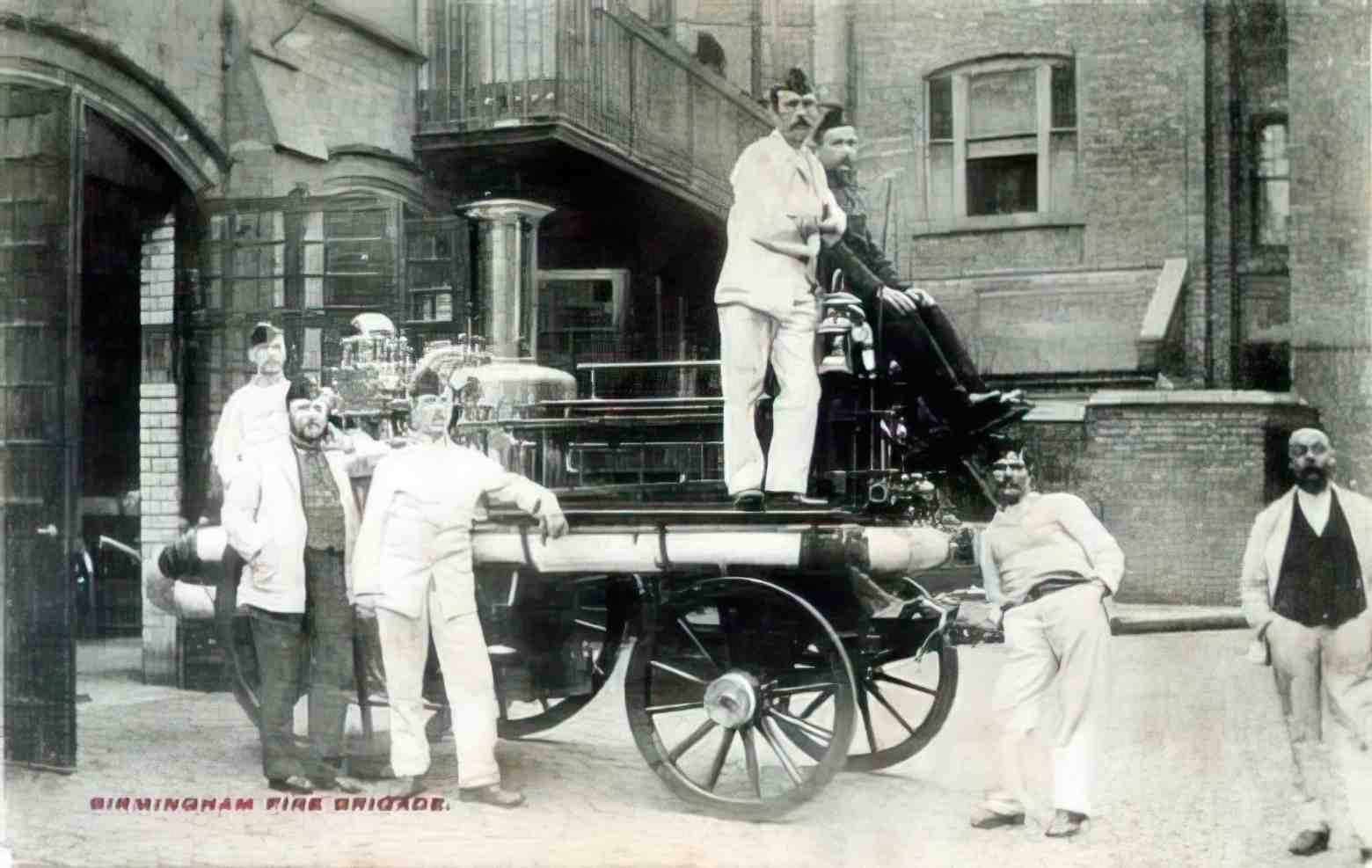 Warwickshire Birmingham Fire Brigade 1900's Vintage A4 Photo Print