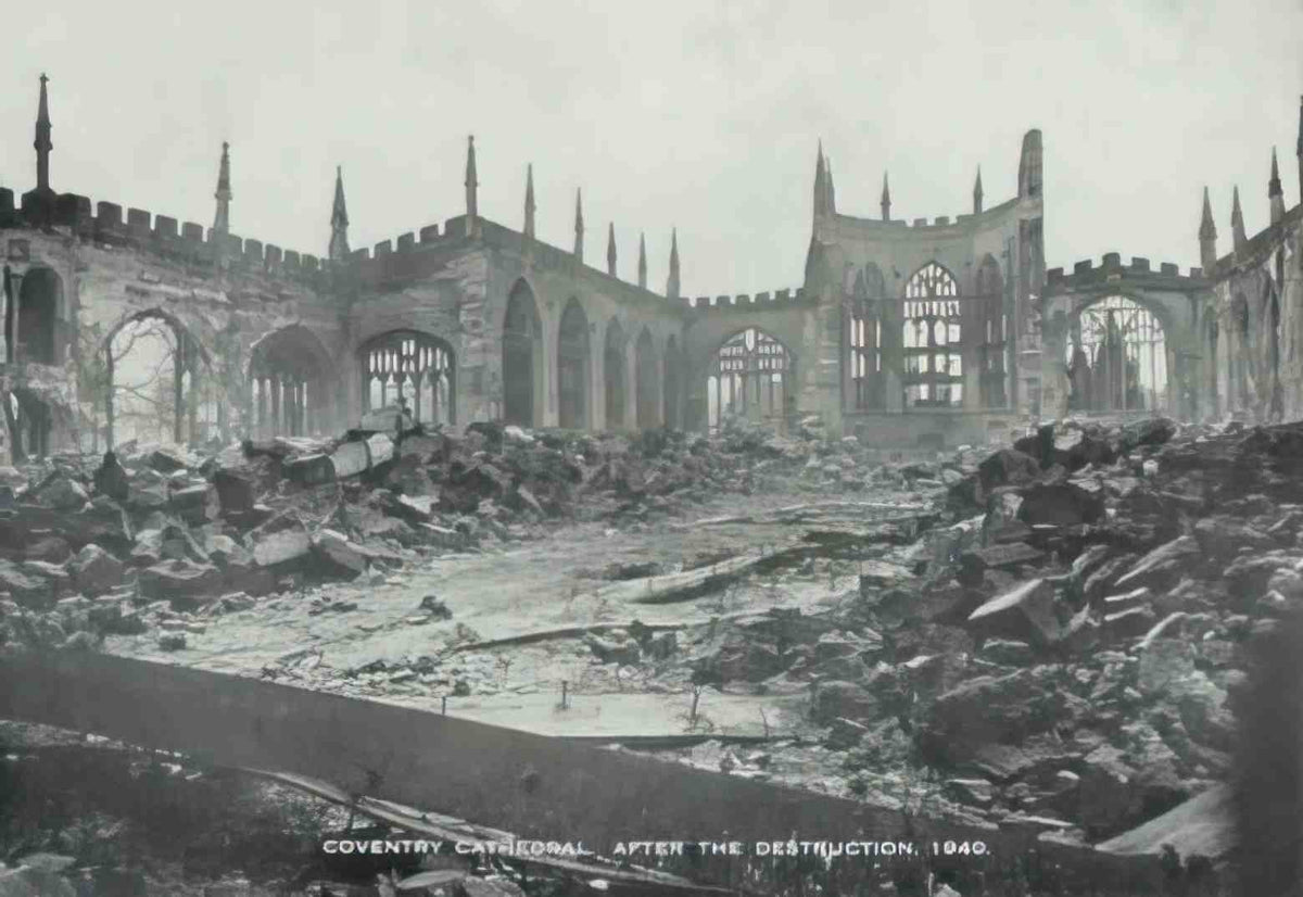 Warwickshire Coventry Cathedral after its destruction in 1940 Vintage A4 Photo Print