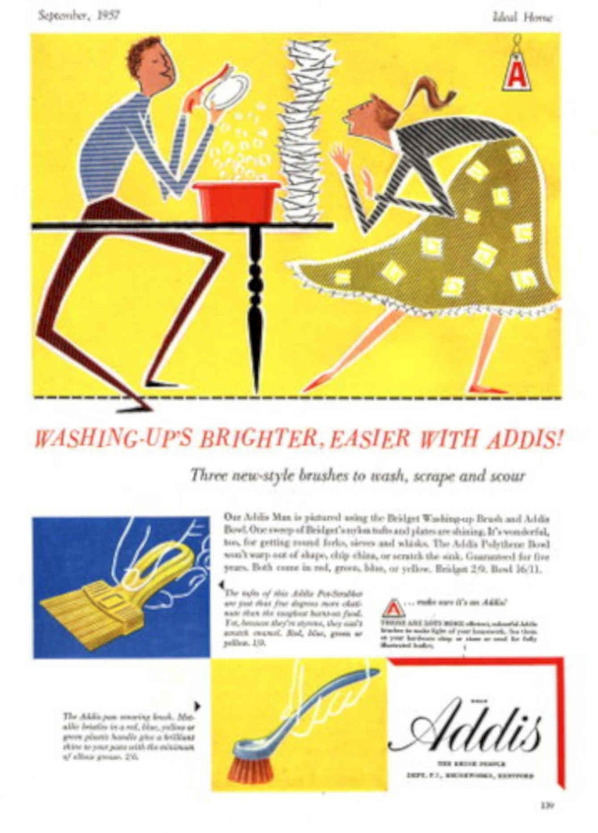 Washing Up Addis 1950s Vintage Retro Advert Poster