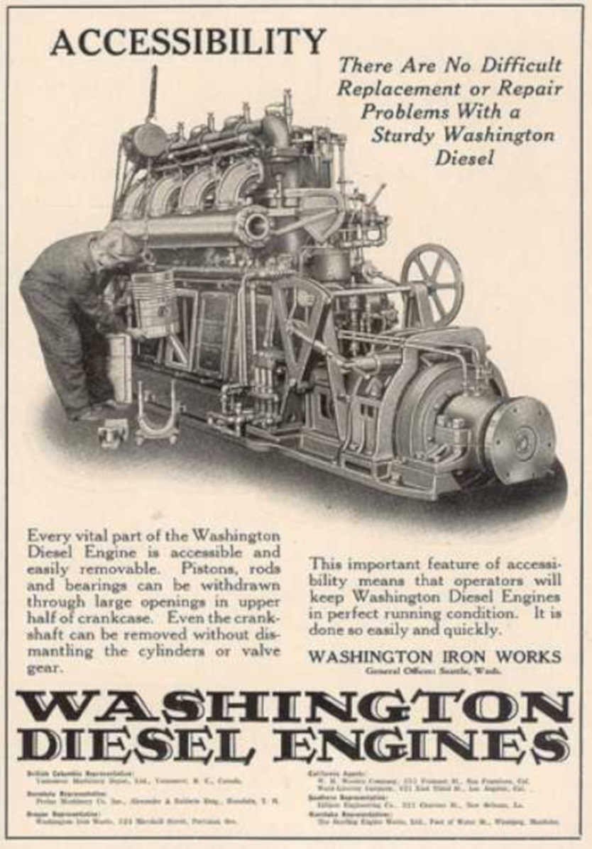 Washington Diesel Engine Vintage Retro Advert Ads A4 Photo Print