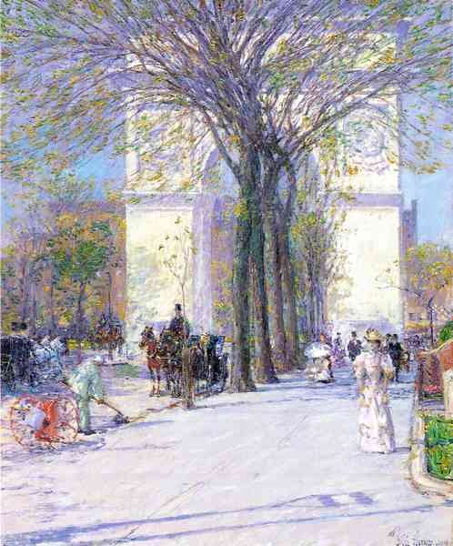 Washington triumphal arch in spring by Hassam Impressionism American A4 Photo Print