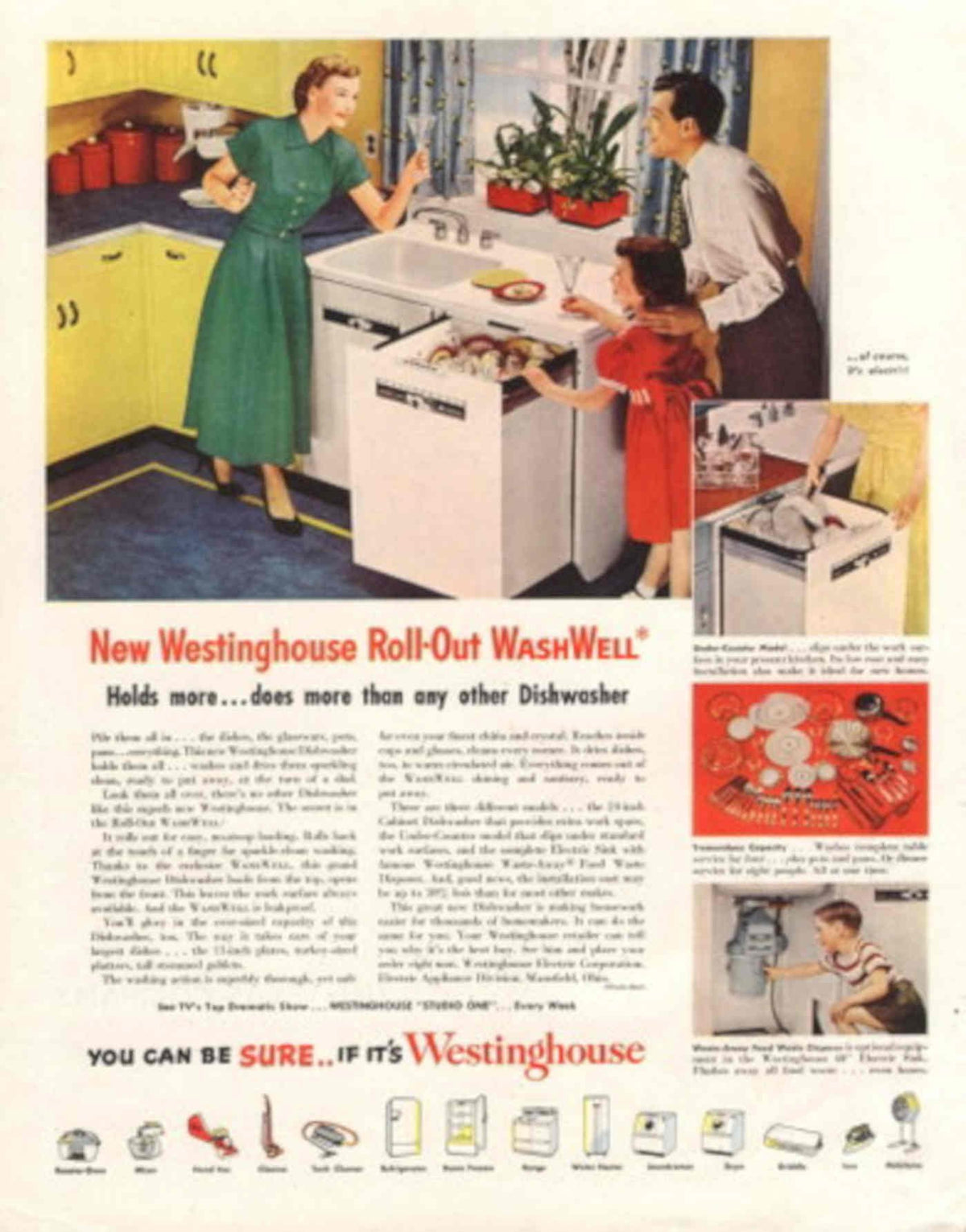 Washwell Dishwasher Vintage 1950s Vintage Retro Advert Poster