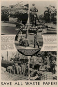 Waste Paper Weapons American World War II Advert Poster