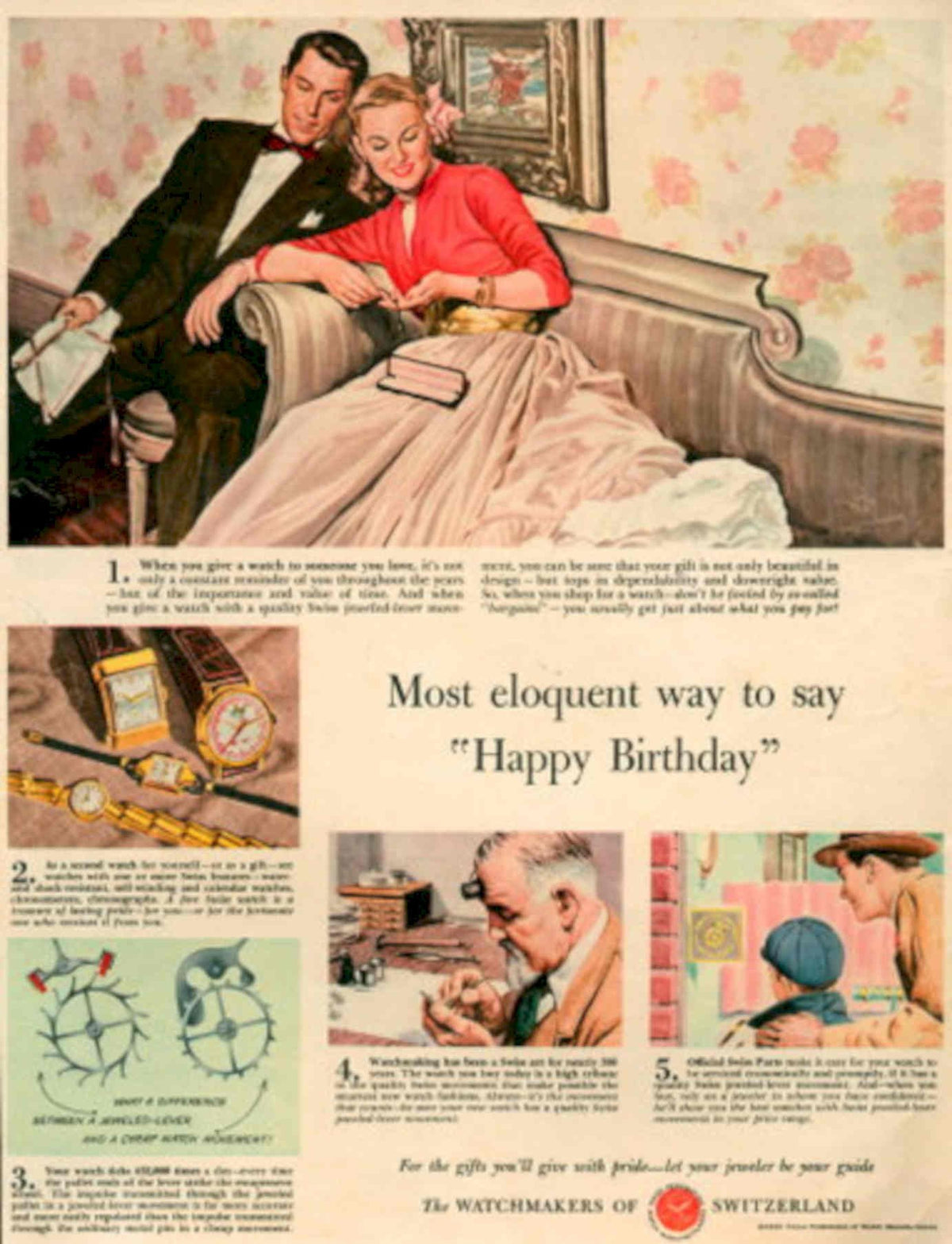 Watches Birthday Gift 1950s Vintage Retro Advert Poster
