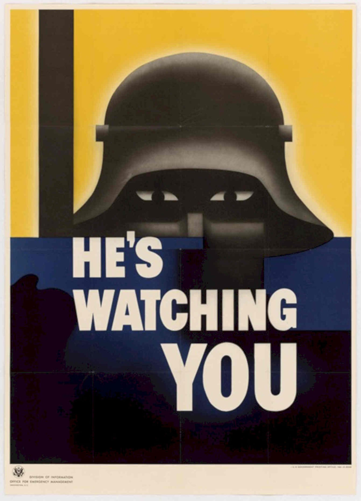 Watching Helmet Eyes American World War II Advert Poster