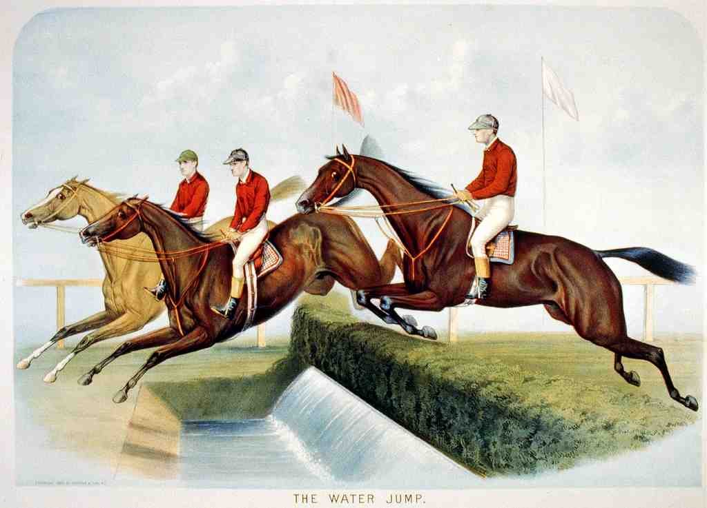Water Jump Horse 001 Vintage A4 Photo Print